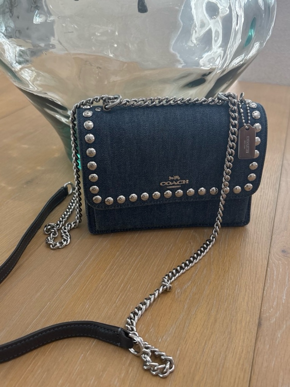 COACH Denim Klare Chain Crossbody Bag in Blue